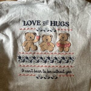 Hollister Gray Sweatshirt with Bear and Heart Design size M